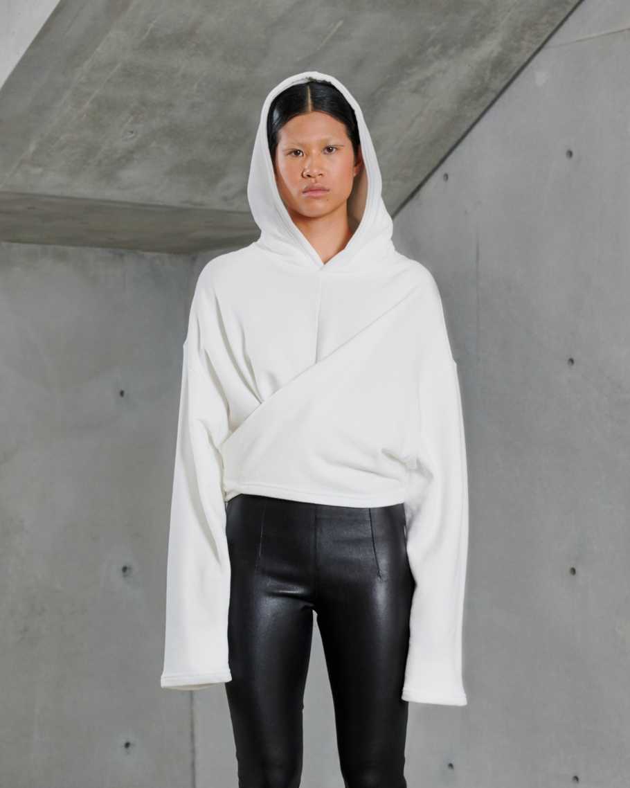 Draped Tie Hoodie